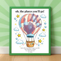 Hot Air Balloon Graduation Handprint Craft Printable | “Oh, the Places You’ll Go!” Inspirational Keepsake | End of Year Art PDF