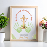 Good Friday Handprint Cross Craft Printable | “God Showed His Love That Day” Christian Kids Activity | Easter Faith Keepsake PDF