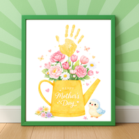 Mother’s Day Handprint Craft Printable | “Happy Mother’s Day” Flower Watering Can Keepsake | Preschool Kids Mother’s Day Activity PDF
