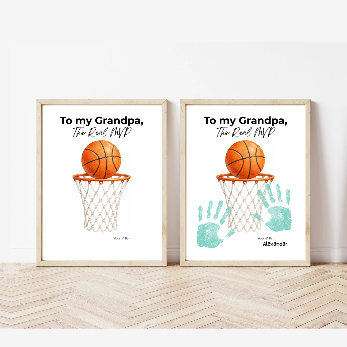 Basketball Grandpa Handprint Craft Printable, To My Grandpa The Real MVP, Basketball Grandpa Birthday Gift, Sports Grandpa Keepsake from Kids