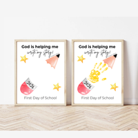 Christian First Day of School Handprint Craft Printable | God is Helping Me Write My Story | Psalm 139:16 Keepsake | Back to School PDF