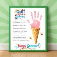 Christian Ice Cream Cone Handprint Craft Printable | God's Gift of Summer Keepsake Activity for Kids | Faith-Based Summer Craft