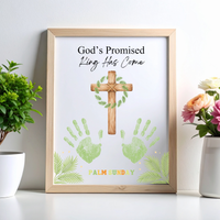 Palm Sunday Handprint Cross Craft Printable | “God’s Promised King Has Come” Christian Kids Activity | Easter Faith Keepsake PDF
