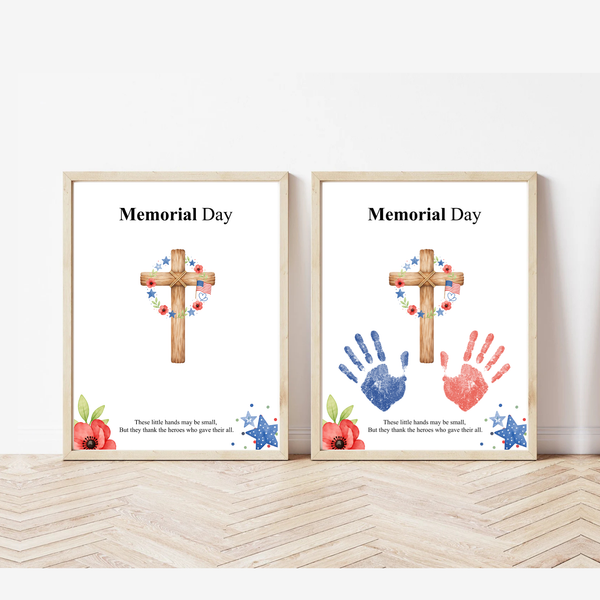 Christian Memorial Day Handprint Craft Printable | Patriotic Keepsake Art for Kids | Veterans Tribute Activity | Preschool Classroom DIY PDF
