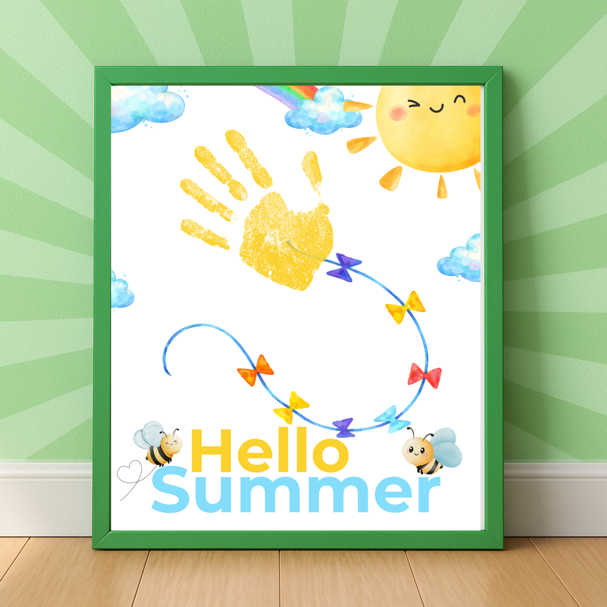Hello Summer Handprint Craft Printable | Summer Keepsake Activity for Kids | Preschool Kindergarten End of School Year Craft