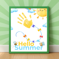 Hello Summer Handprint Craft Printable | Summer Keepsake Activity for Kids | Preschool Kindergarten End of School Year Craft