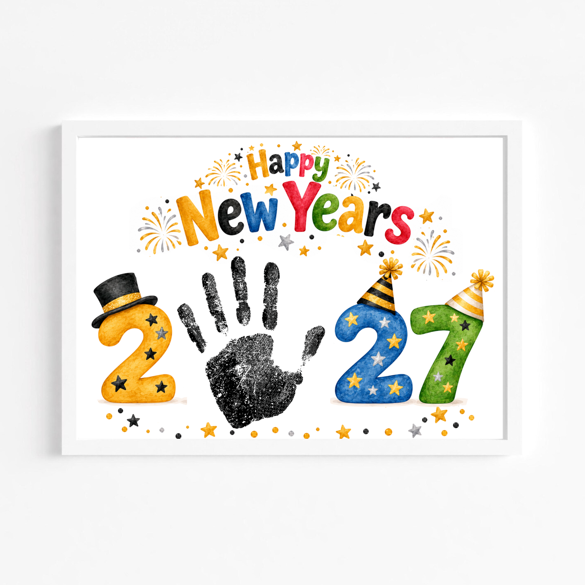 New Year 2027 Handprint Craft & Coloring Page | Happy New Year Keepsake Printable for Kids