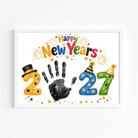 New Year 2027 Handprint Craft & Coloring Page | Happy New Year Keepsake Printable for Kids