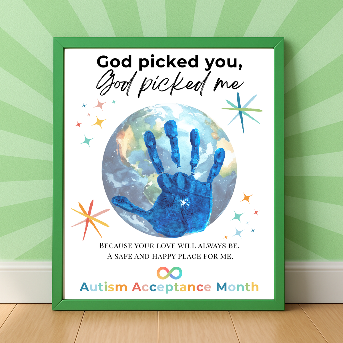 Autism Acceptance Month Handprint Craft Printable | “God Picked You, God Picked Me” Faith-Based Inclusion Activity | Christian Kids Art PDF