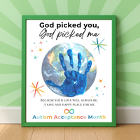 Autism Acceptance Month Handprint Craft Printable | “God Picked You, God Picked Me” Faith-Based Inclusion Activity | Christian Kids Art PDF