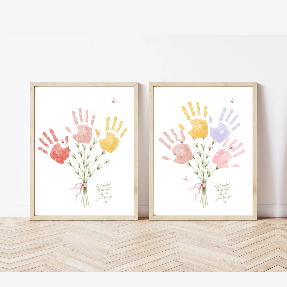 Christian Mother’s Day Handprint Craft Printable | God Picked These Little Hands for You | Mom Grandma Aunt Keepsake Gift | Birthday & Valentine’s Day Printable