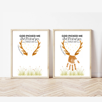God Picked Me Father’s Day Handprint Craft Printable | Christian Dad Keepsake from Kids | Deer Handprint Art | Faith-Based Preschool DIY Printable