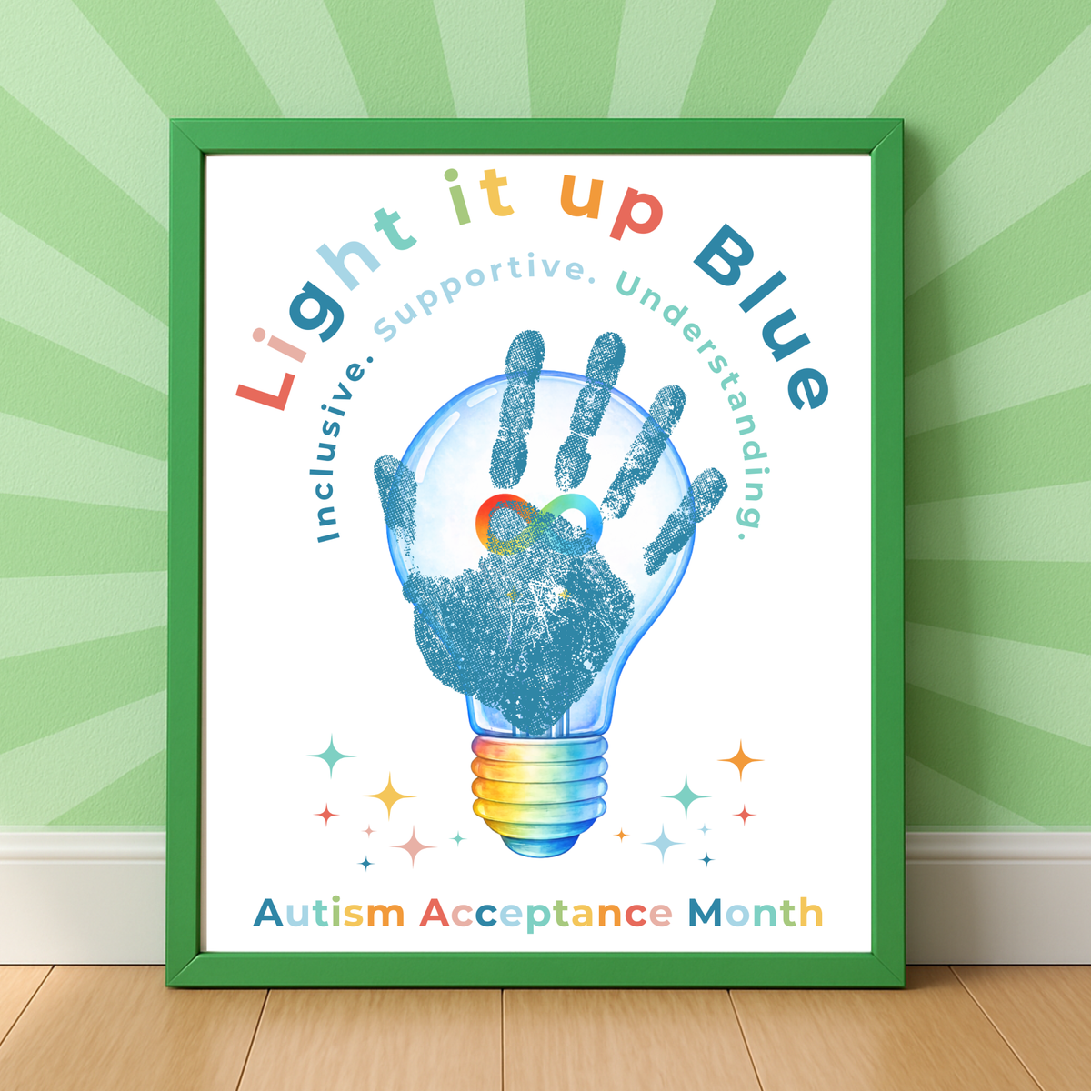 Autism Acceptance Month “Light It Up Blue” Handprint Craft Printable | Autism Awareness & Inclusion Kids Activity | Classroom SEL Art PDF