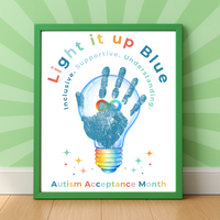 Autism Acceptance Month “Light It Up Blue” Handprint Craft Printable | Autism Awareness & Inclusion Kids Activity | Classroom SEL Art PDF