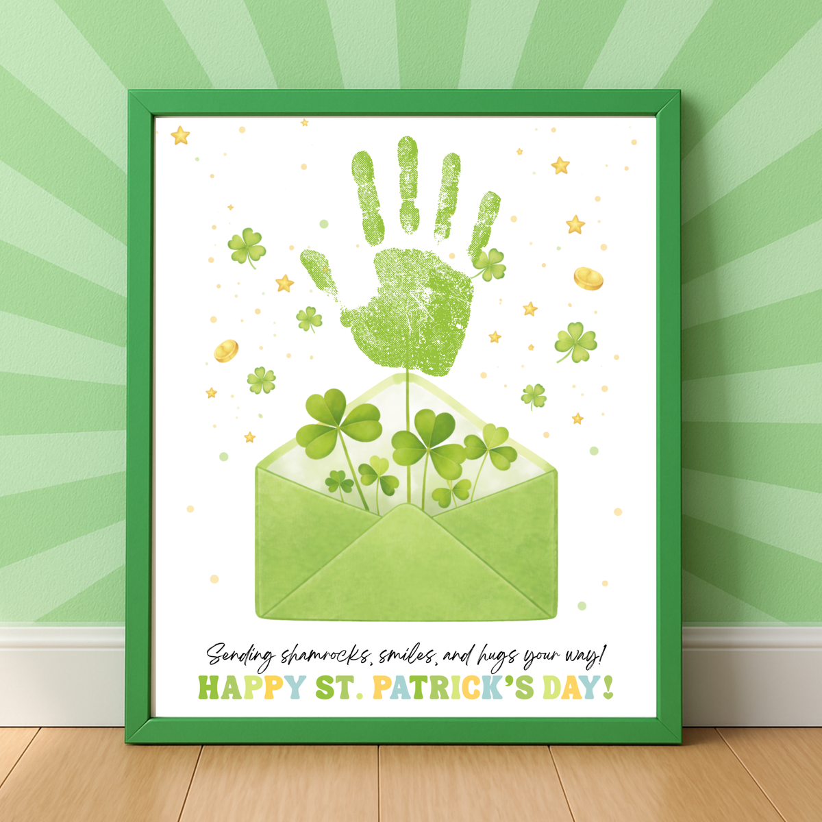 St. Patrick’s Day Handprint Craft Printable | Shamrock Envelope Keepsake Art | Preschool Fine Motor Activity PDF