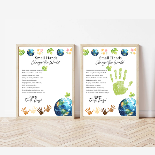 Earth Day Handprint Craft Printable | Small Hands Change the World Keepsake | Preschool Earth Day Activity | Classroom Spring Craft PDF