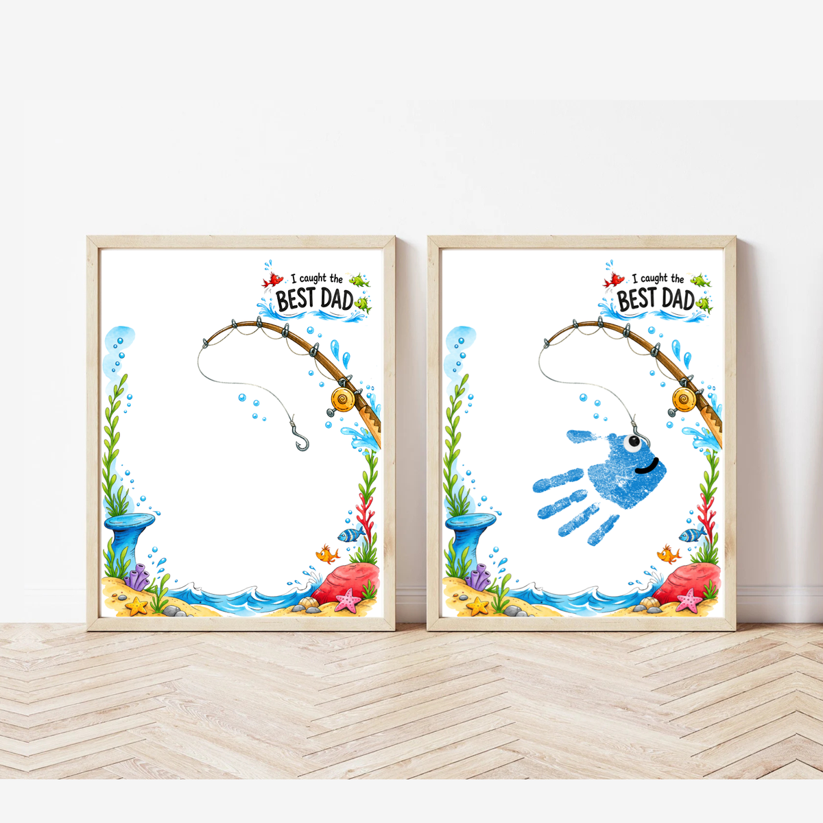 Fishing Dad Handprint Craft Printable | Father’s Day & Birthday Gift from Kids | I Caught the Best Dad Keepsake | Preschool DIY PDF