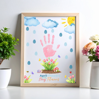 April Showers Bring May Flowers Handprint Craft Printable | Spring Preschool Activity | Fingerprint Raindrop Art | Kids Seasonal Keepsake PDF