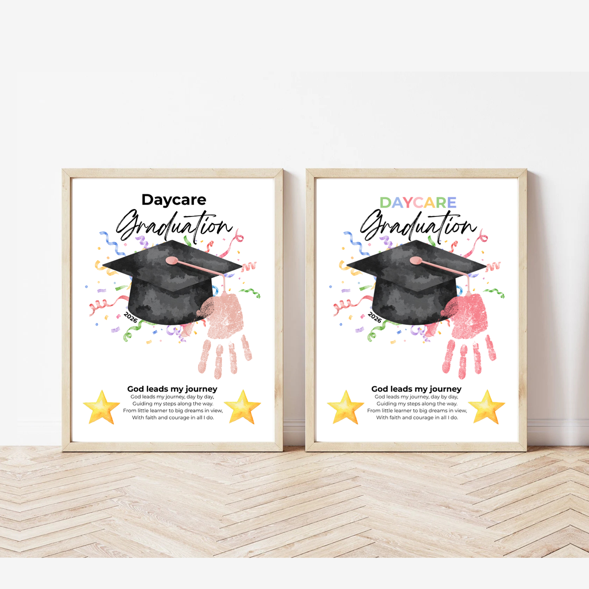 Daycare Graduation Handprint Craft Printable, Christian Graduation Keepsake for Kids, God Leads My Journey, Preschool Graduation Activity, Instant Download
