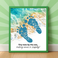 Tiny Toes by the Sea Footprint Craft Printable | Beach Footprint Keepsake | Summer Ocean Nursery Art for Kids