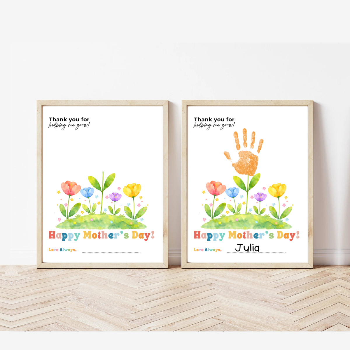 Mother’s Day Handprint Flower Craft Printable | Thank You for Helping Me Grow Keepsake | Preschool DIY Mom Gift | Floral Mother’s Day PDF