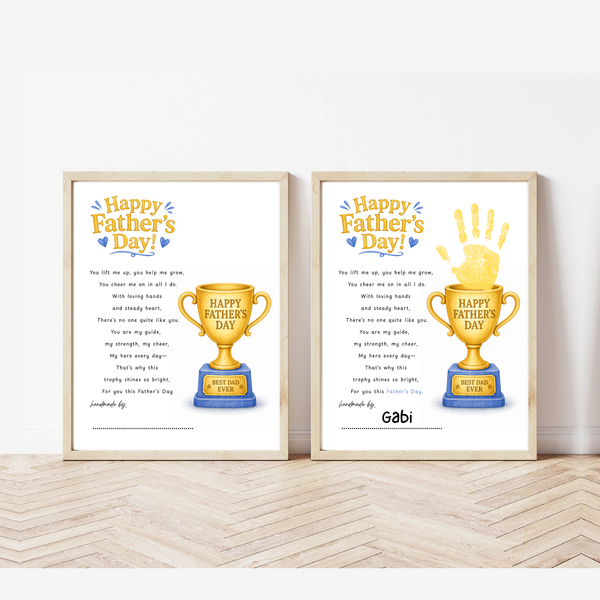 Father’s Day Trophy Handprint Craft Printable | Best Dad Ever Keepsake | Kids DIY Gift for Dad | Preschool Father’s Day Activity