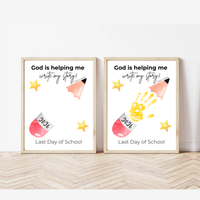 Christian Last Day of School Handprint Craft Printable | God is Helping Me Write My Story | Psalm 139:16 Keepsake | End of Year PDF