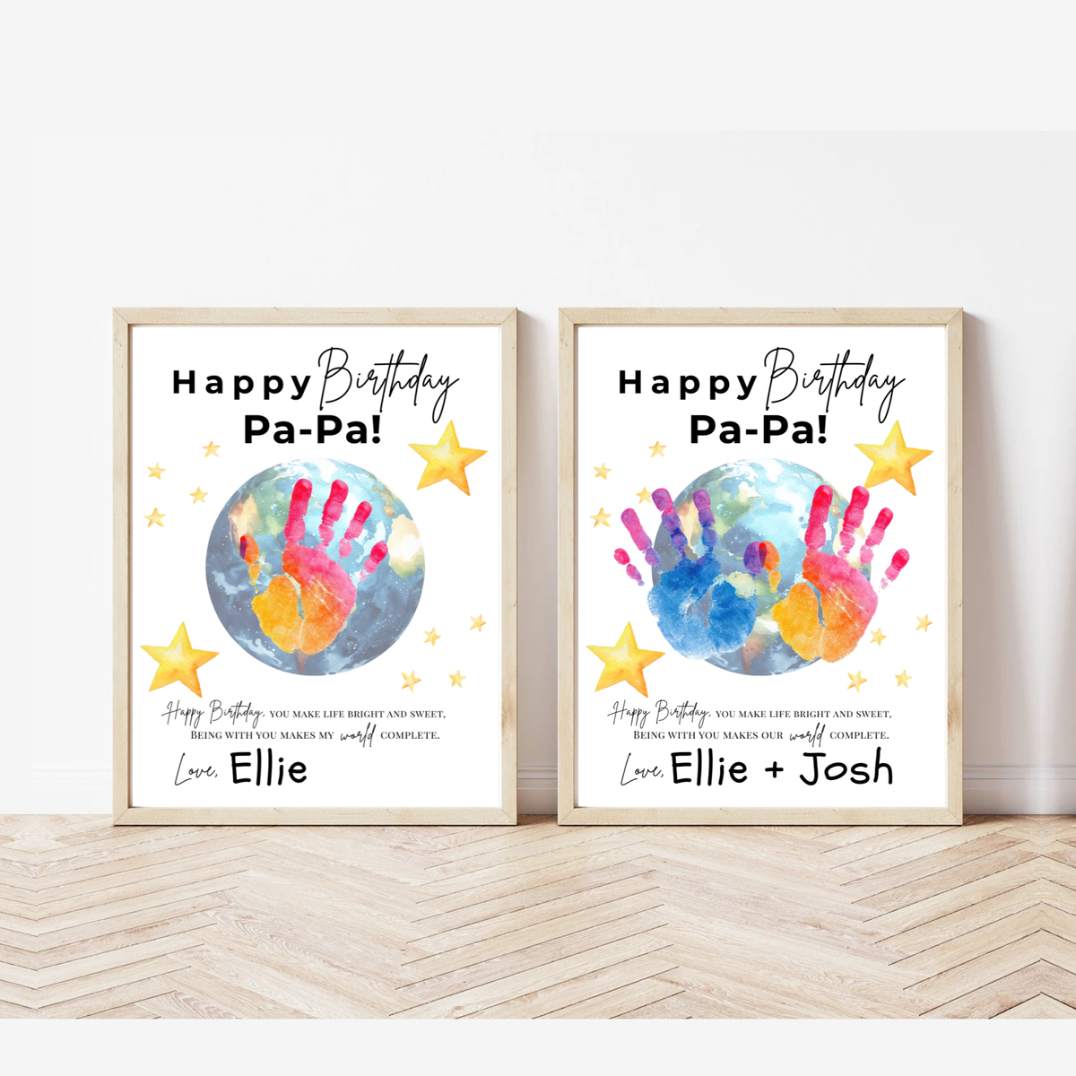 PaPa Birthday Handprint Craft Printable | Happy Birthday Pa-Pa Keepsake from Kids | Grandpa Birthday Gift | 1 or 2 Handprints | Kids DIY Art PDF
