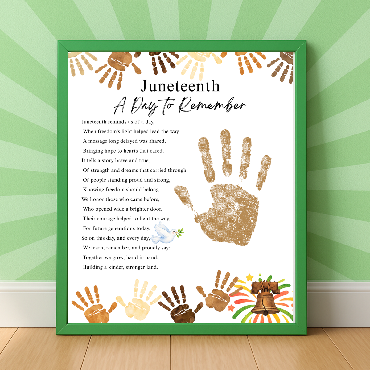 Juneteenth Handprint Craft Printable, Juneteenth Day to Remember Activity, Diversity Keepsake for Kids, Classroom Juneteenth Craft