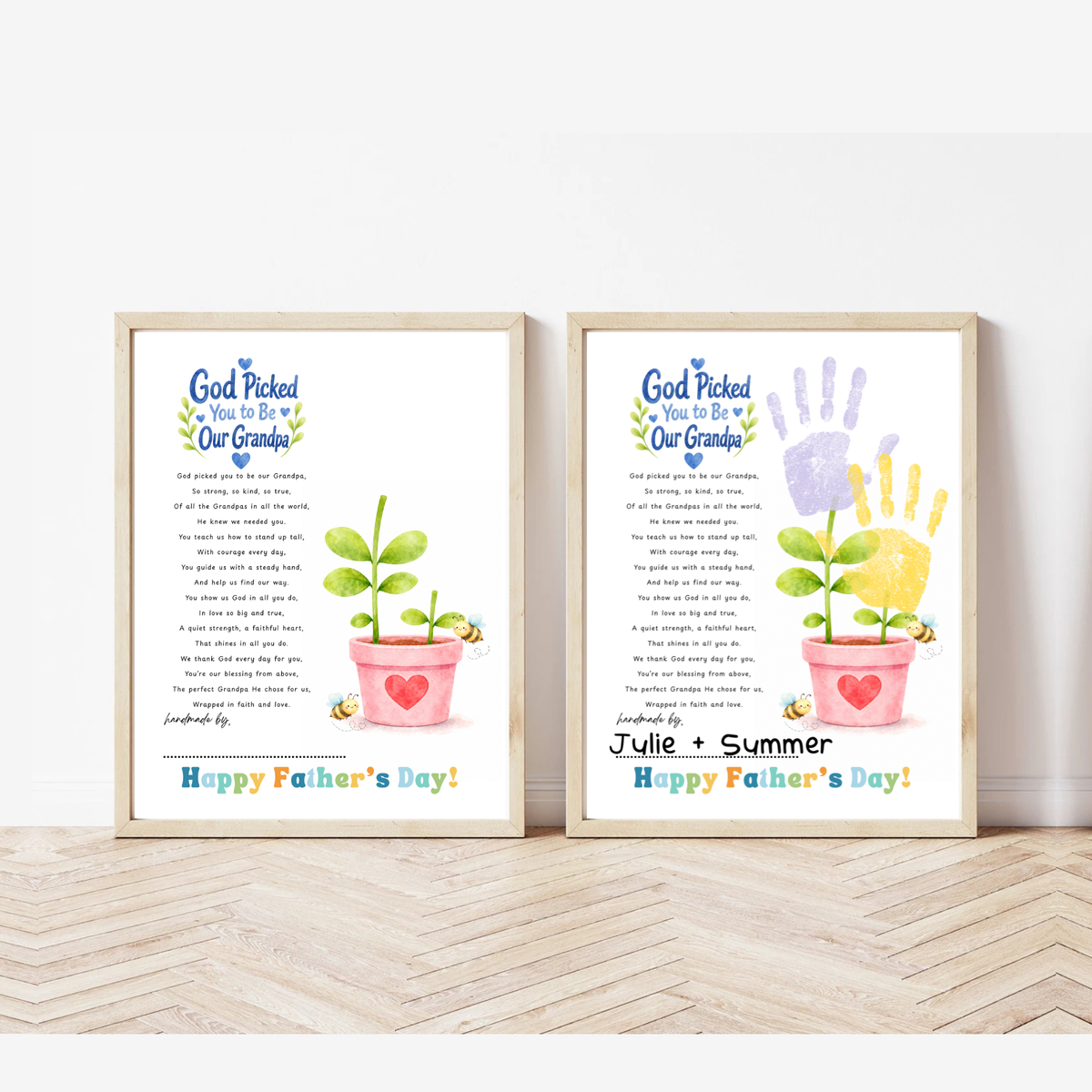 God Picked You to Be Our Grandpa Handprint Craft Printable | Christian Father’s Day Gift for Grandpa | Handprint Flower Keepsake from Grandkids