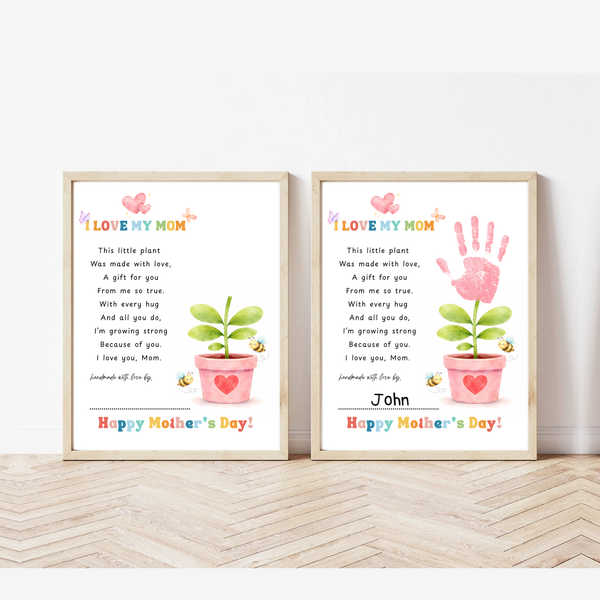Mother’s Day Handprint Craft Printable | I Love My Mom Poem Keepsake | Preschool DIY Mom Gift | Flower Handprint Art PDF