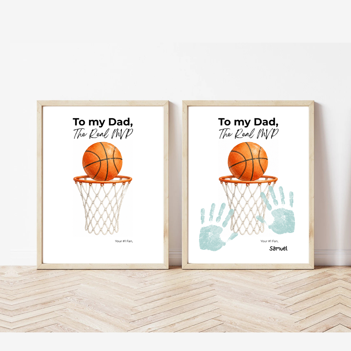 Basketball Father’s Day Handprint Craft Printable, To My Dad The Real MVP, Basketball Birthday Gift for Dad, Sports Dad Keepsake from Kids