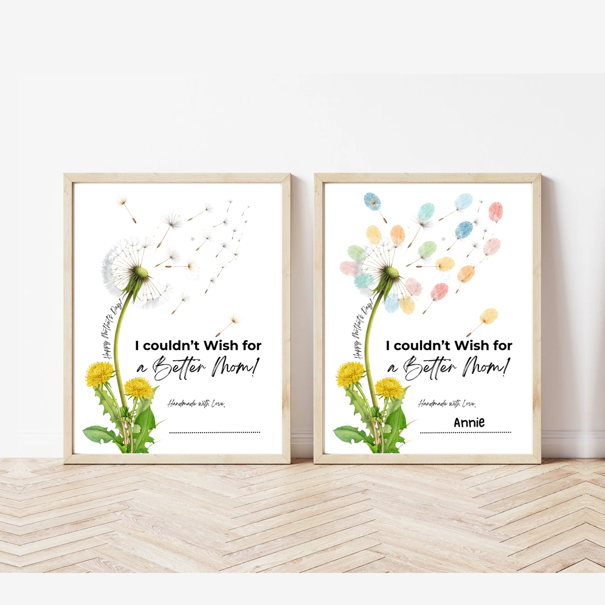 Mother’s Day Dandelion Handprint Craft Printable | I Couldn’t Wish for a Better Mom Keepsake | Preschool DIY Mother’s Day Gift | Kids Fingerprint Art PDF