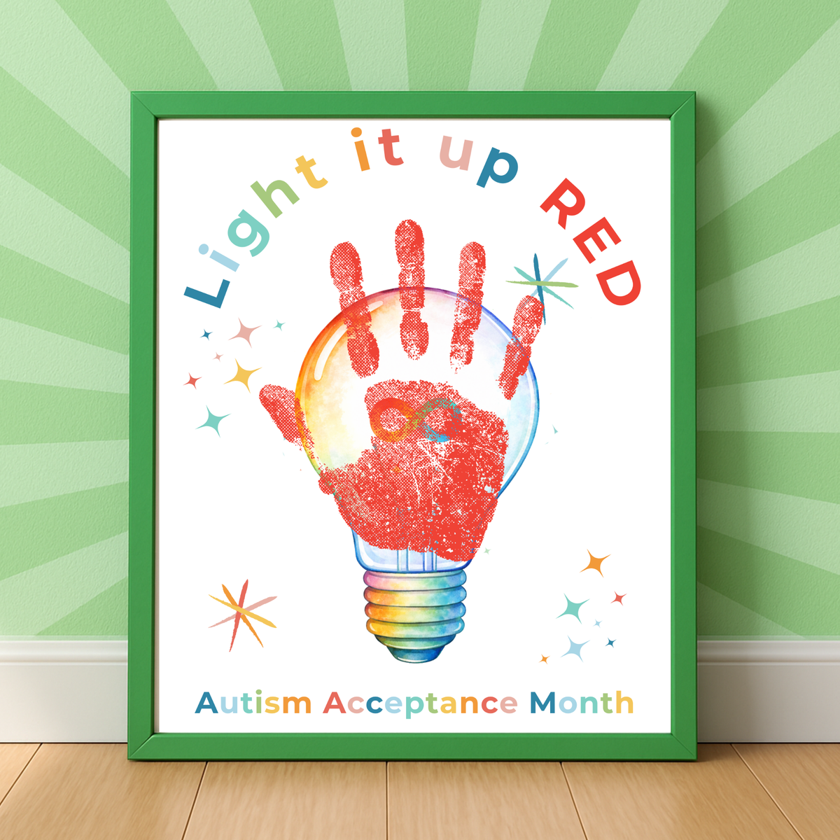Autism Acceptance Month “Light It Up Red” Handprint Craft Printable | Autism Awareness Classroom Activity | Kids Inclusion Art PDF