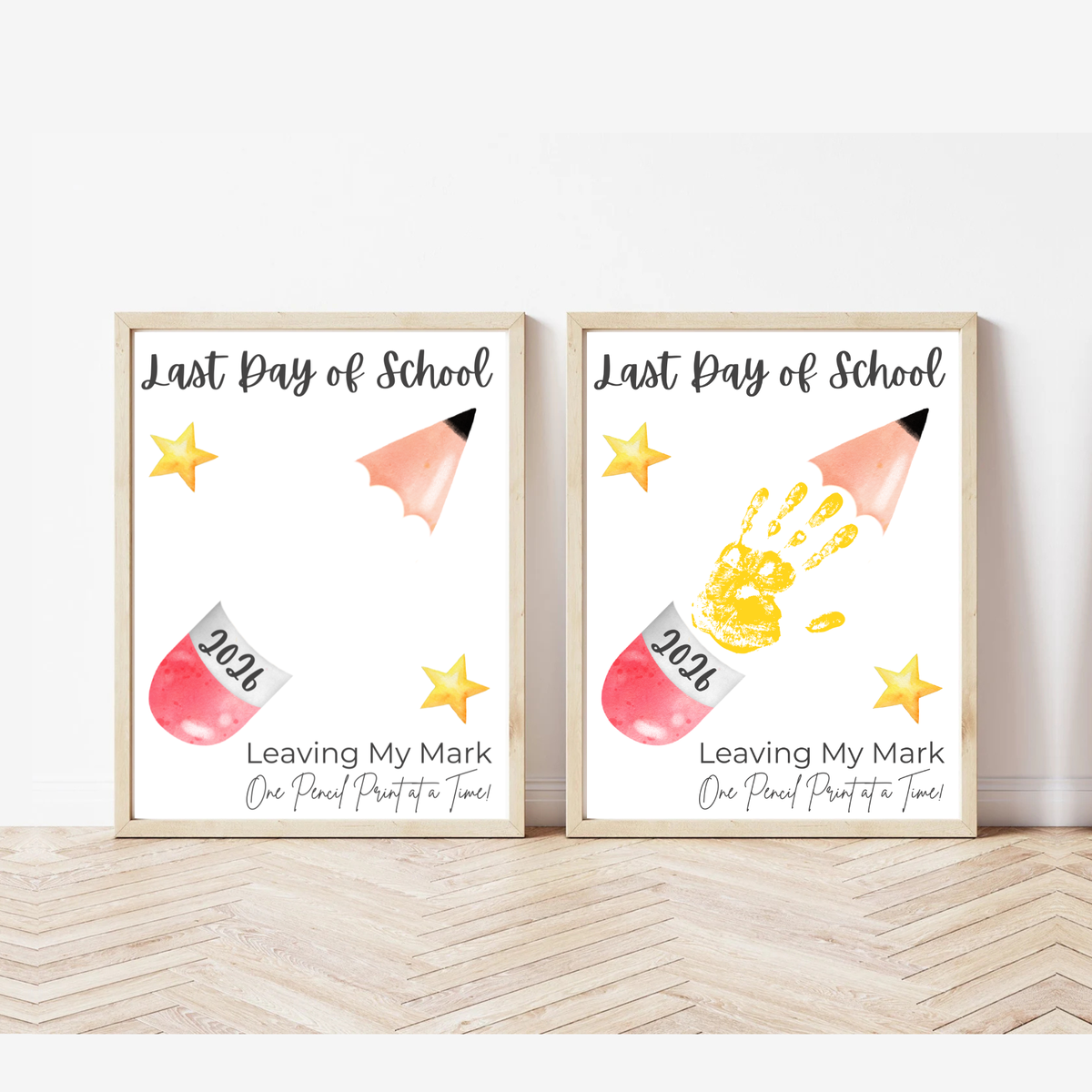 Last Day of School Pencil Handprint Craft Printable | End of School Year Keepsake Art | Leaving My Mark School Sign 2026 | Preschool DIY Handprint PDF