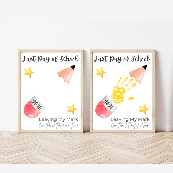 Last Day of School Pencil Handprint Craft Printable | End of School Year Keepsake Art | Leaving My Mark School Sign 2026 | Preschool DIY Handprint PDF