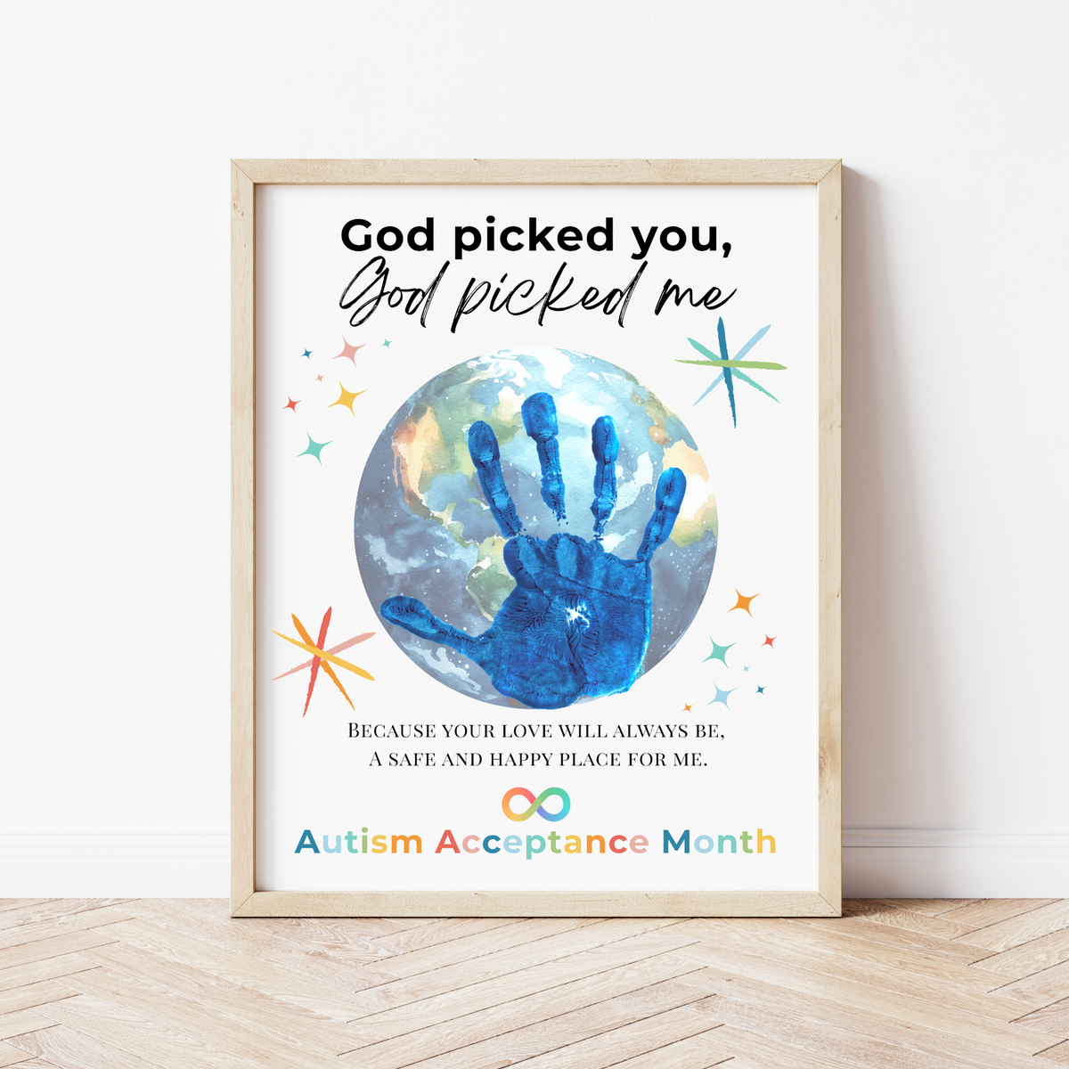 Autism Acceptance Month Handprint Craft Printable | “God Picked You, God Picked Me” Faith-Based Inclusion Activity | Christian Kids Art PDF