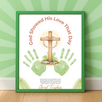 Good Friday Handprint Cross Craft Printable | “God Showed His Love That Day” Christian Kids Activity | Easter Faith Keepsake PDF