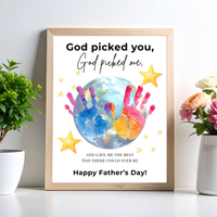 Christian Father’s Day Globe Handprint Craft Printable | God Picked You Dad Keepsake | Kids Handprint Art Gift | Preschool DIY PDF
