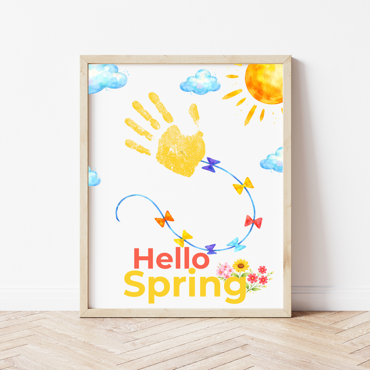 Hello Spring Handprint Kite Craft Printable with Kite | Spring Preschool Activity | Kids Seasonal Art Project | Classroom Spring Keepsake PDF