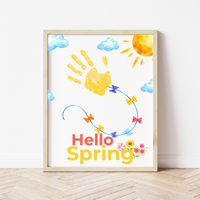 Hello Spring Handprint Kite Craft Printable with Kite | Spring Preschool Activity | Kids Seasonal Art Project | Classroom Spring Keepsake PDF