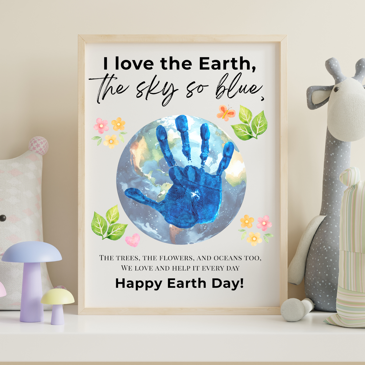 Earth Day Handprint Craft Printable | Happy Earth Day Keepsake from Kids | Preschool Earth Day Art Activity | Classroom Spring Craft PDF