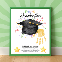 Christian Pre-K Graduation Handprint Craft Printable | Graduation Keepsake | God Leads My Journey Preschool Graduation Art | End of Year DIY PDF