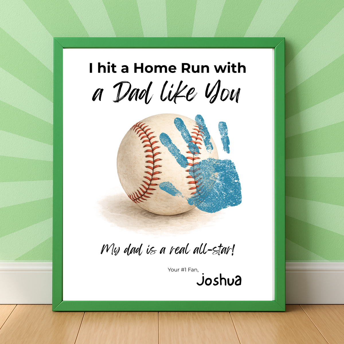 Baseball Handprint Craft for Dad, I Hit a Home Run with a Dad Like You Printable, Father’s Day Baseball Keepsake from Kids