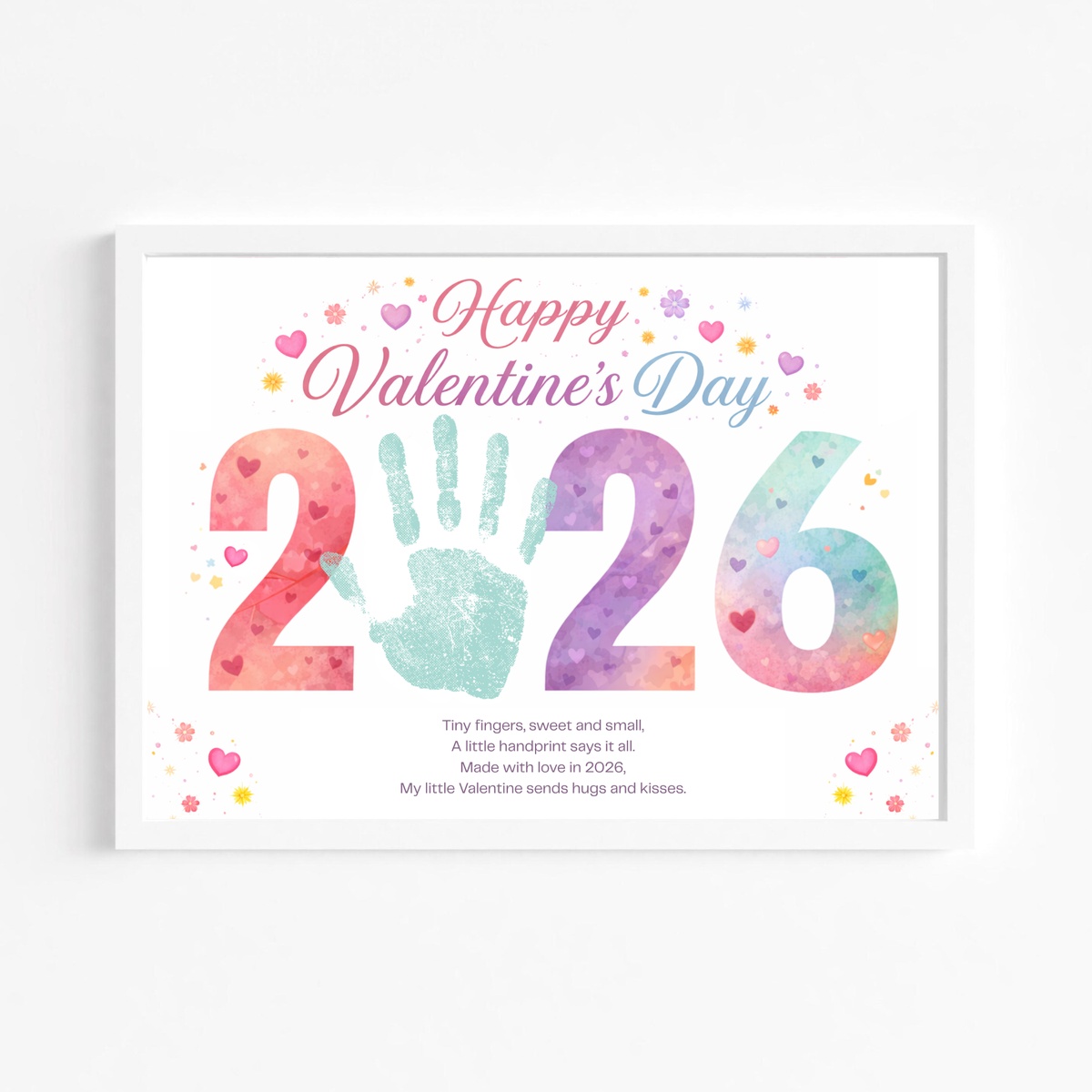 Valentine’s Day 2026 Handprint Craft Printable | Yearly Valentine Keepsake | Kids Valentine Art PDF