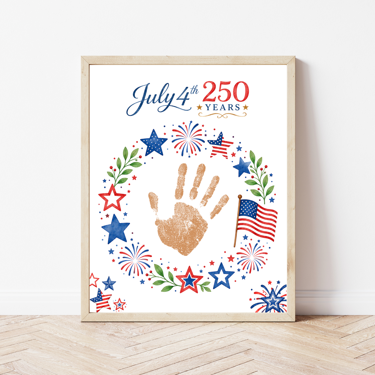 July 4th 250 Years Handprint Craft Printable, Patriotic Independence Day Keepsake Activity for Kids, America 250 Celebration