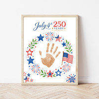 July 4th 250 Years Handprint Craft Printable, Patriotic Independence Day Keepsake Activity for Kids, America 250 Celebration