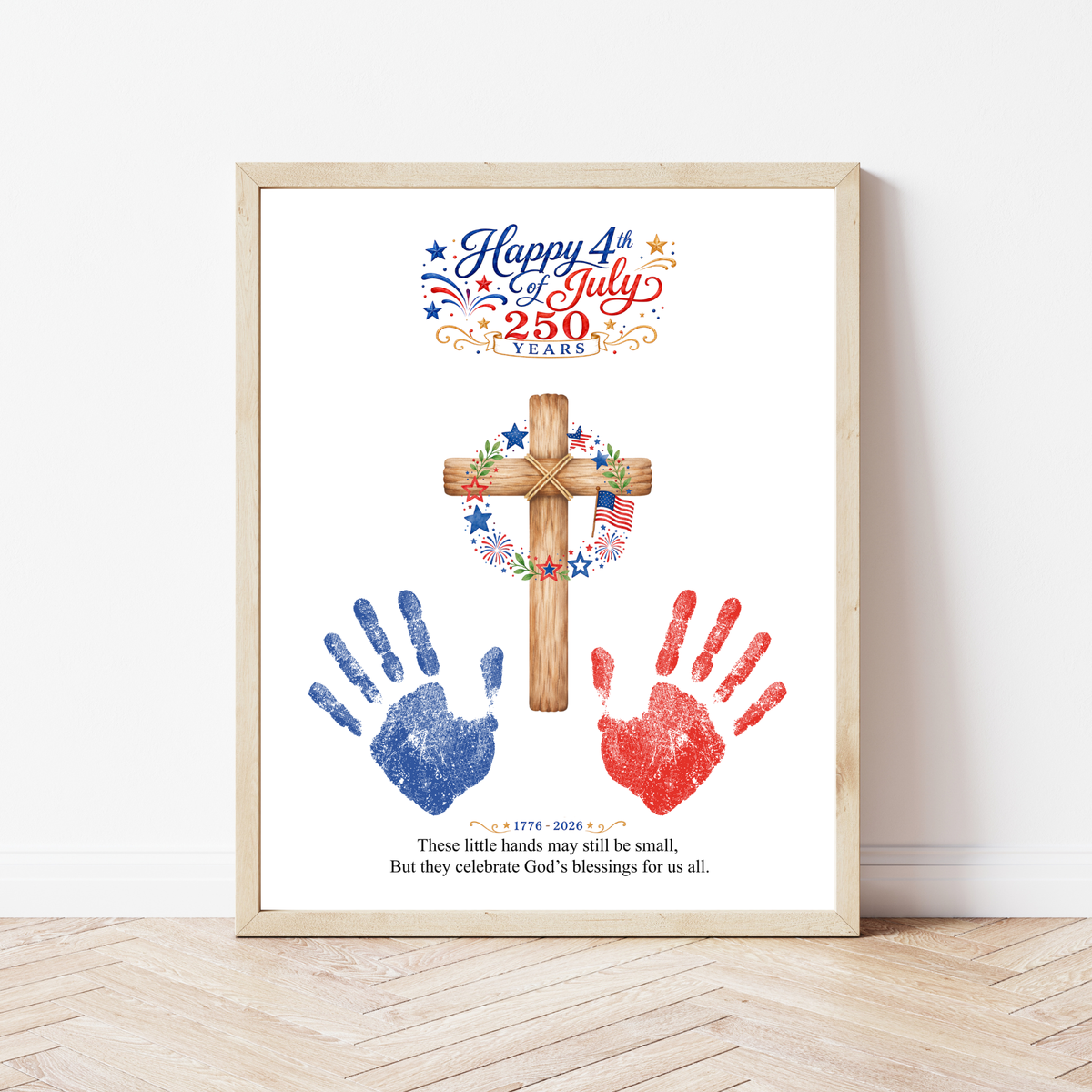 Christian July 4th Handprint Craft Printable, America 250 Faith-Based Patriotic Keepsake Activity for Kids