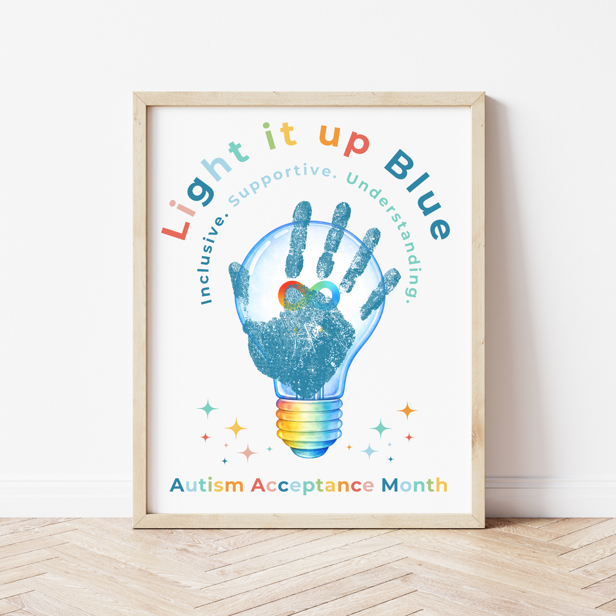 Autism Acceptance Month “Light It Up Blue” Handprint Craft Printable | Autism Awareness & Inclusion Kids Activity | Classroom SEL Art PDF