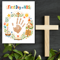 First Day of VBS Handprint Craft Printable | Vacation Bible School Keepsake | Christian Summer Church Activity